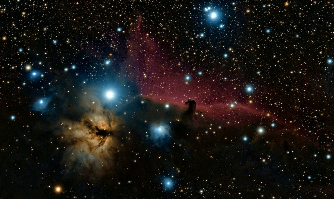 Photo of Orion nebula; Palindrome: Rats! No iron